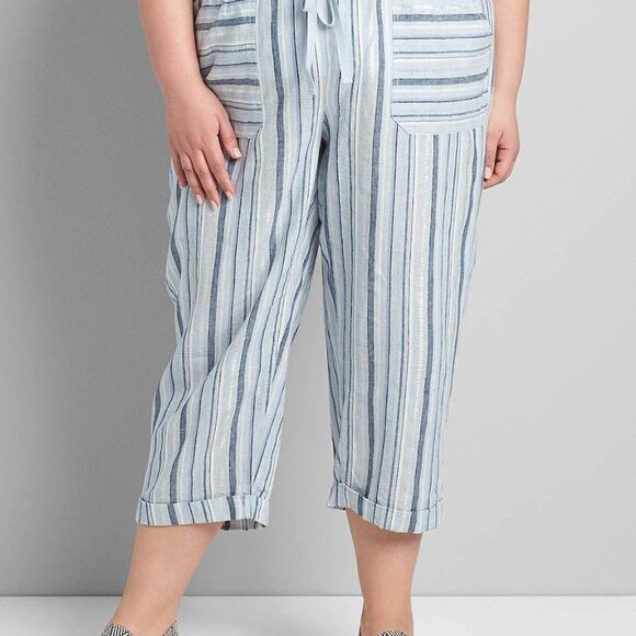 Lane Bryant Blue/White stripe soft capri's, size 20 - Picture 1 of 4